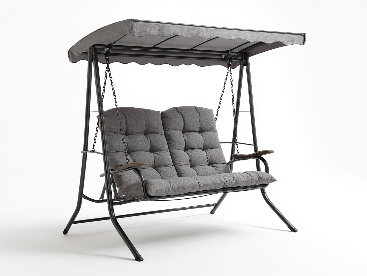 Silla colgante - Metal-Tejido - 192x122x170 cm - Gris medio/Negro - Estilo moderno-Denuppad