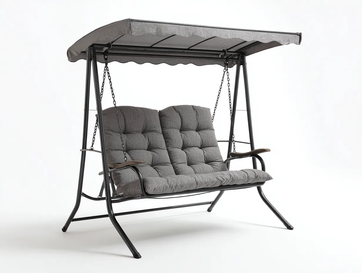 Silla colgante - Metal-Tejido - 192x122x170 cm - Gris medio/Negro - Estilo moderno-Denuppad