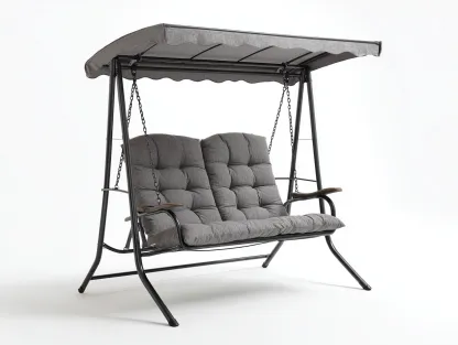 Silla colgante - Metal-Tejido - 192x122x170 cm - Gris medio/Negro - Estilo moderno-Denuppad