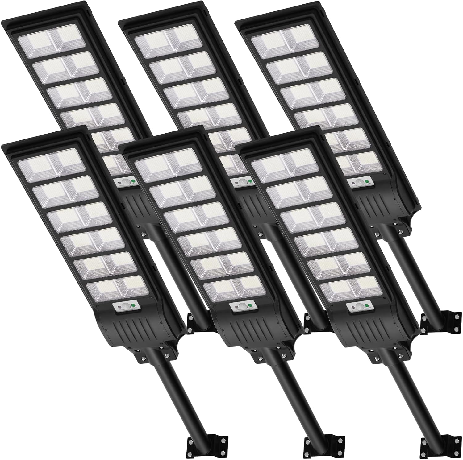 Viugreum 6 PACKS 600W Farola Solar Exterior con Mando a Distancia-6500K Foco Solar Exterior con Sensor de Movimiento-1080 LEDs IP66 Impermeable Farola Solar para Patio y Jardín