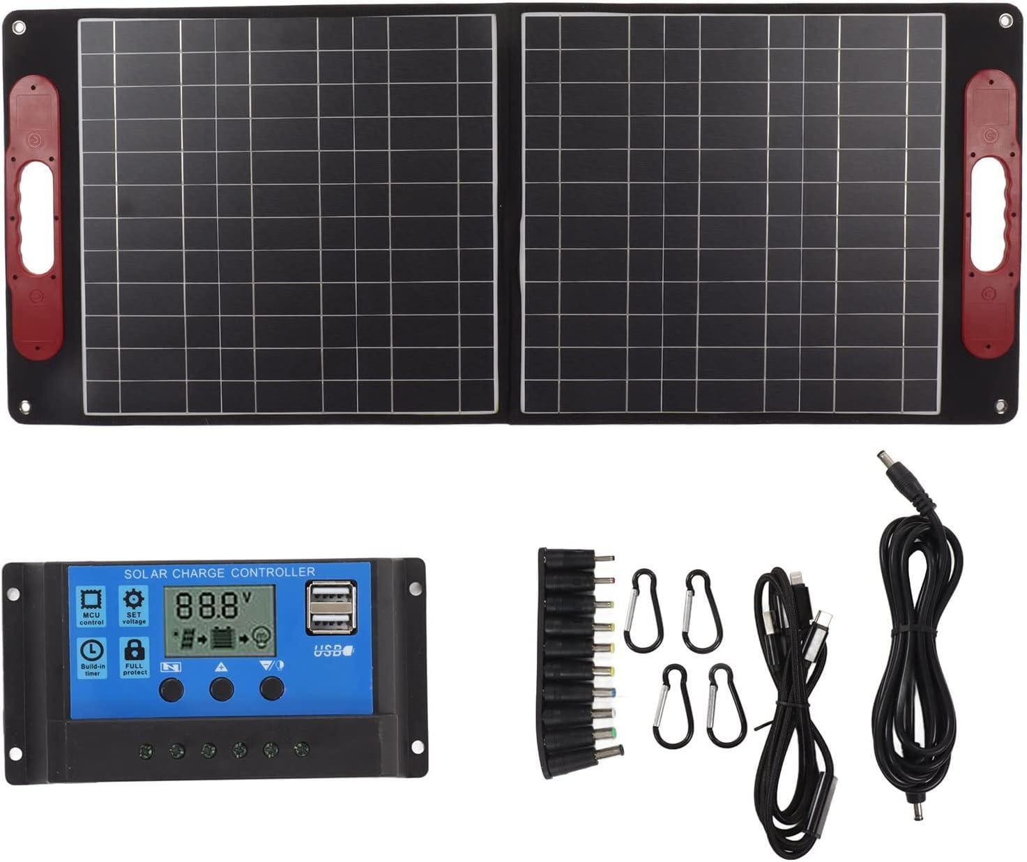 Kit de panel solar plegable 80W 18V IP65 Cargador solar monocristalino portátil impermeable con controlador 40A para acampar senderismo actividades al aire libre
