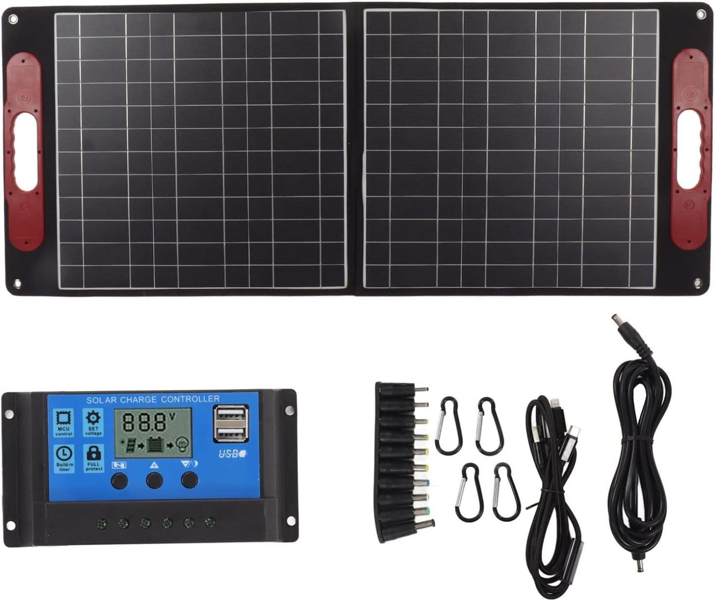 Kit de panel solar plegable 80W 18V IP65 Cargador solar monocristalino portátil impermeable con controlador 40A para acampar senderismo actividades al aire libre