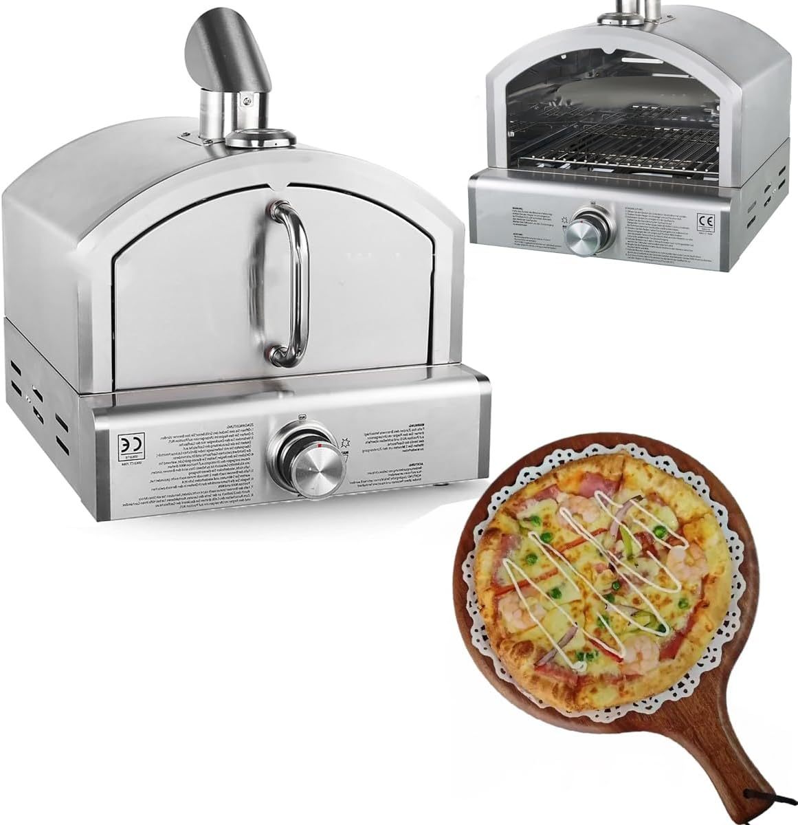 Horno De Pizza A Gas Portátil, Horno De Propano Sin Humo, Horno De Pizza Para Barbacoa De Cocina, Máquina Para Hacer Pizzelles De 12 Pulgadas, Dial De Control De Calor Ajustable