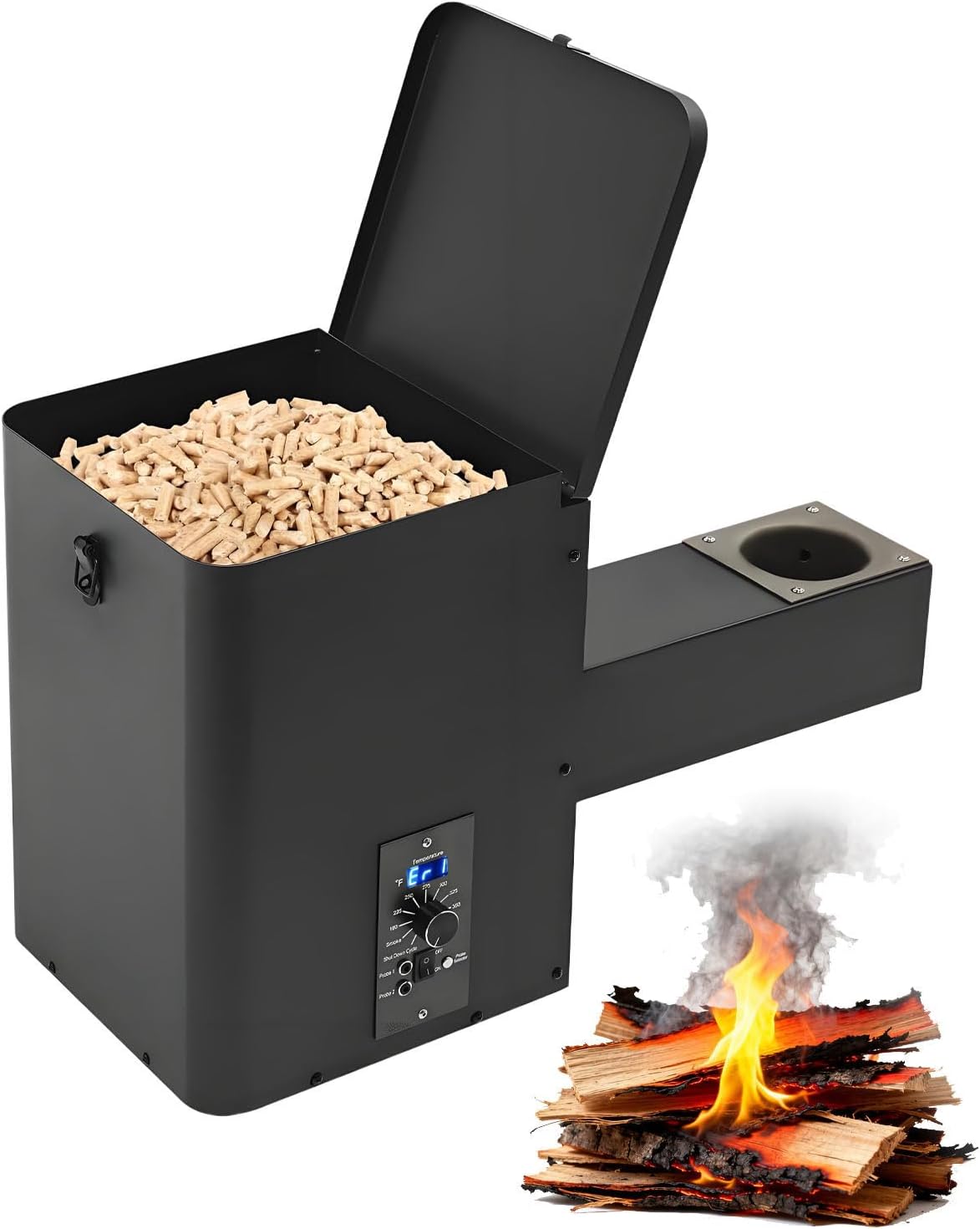 Kit de Montaje de tolva para máquina de pellets de Madera, ahumador de pellets de Encendido automático para Barbacoa, ahumador Digital de pellets, para Barbacoa, Ahumado, horneado y asado.