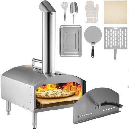 12quot;Horno de Pizza portátil acero inoxidable grado alimenticio leña for barbacoa al aire libre, Picnics, hornear, pan, camarones, salchichas Resistente a la Corrosión