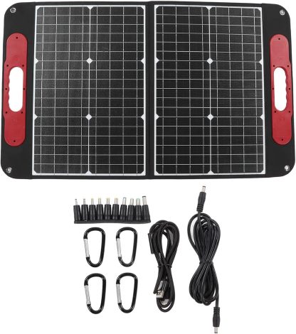 Kit de panel solar de 60 W y 18 V, cargador solar plegable portátil de silicio monocristalino de alta eficiencia para acampar al aire libre, RV, viajes, tela impermeable Oxford,