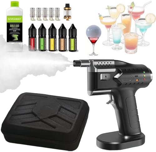 Pistola ahumadora para camareros, herramienta de ahumado en frío premium para cócteles de whisky, queso y recetas veganas, 5 sabores de aceites esenciales incluidos