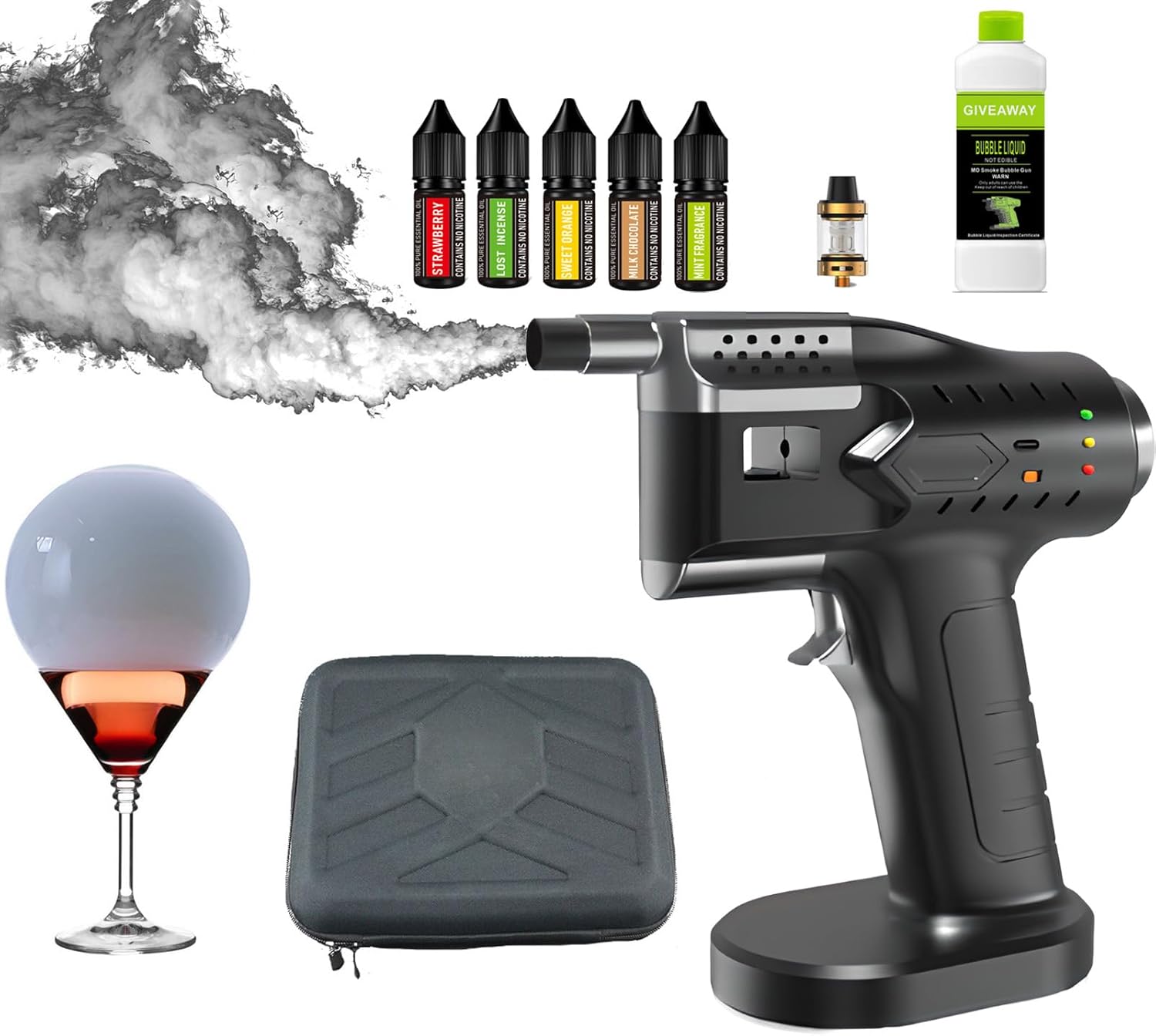 Ahumador de alimentos,Pistola infusora de Humo alimentada por USB, Kit para ahumar cócteles, Pistola de Burbujas ahumada para Alimentos de Cocina, Regalo de Accesorios gastronómicos.