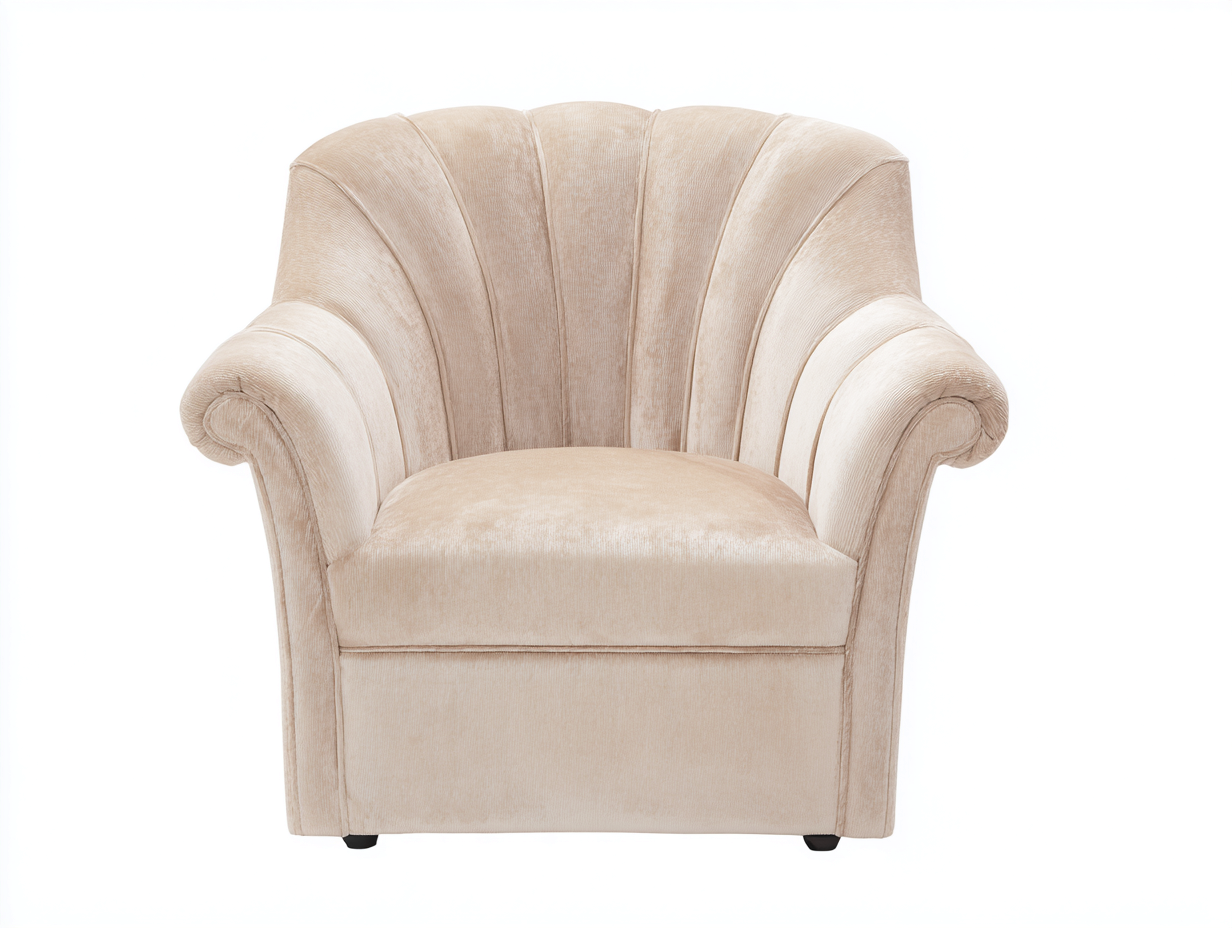 Sillón de tela-Tela aterciopelada-94x90x88 cm-Beige-Estilo clásico cómodo para salón-Denuppad