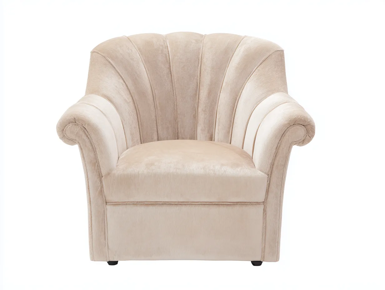 Sillón de tela-Tela aterciopelada-94x90x88 cm-Beige-Estilo clásico cómodo para salón-Denuppad