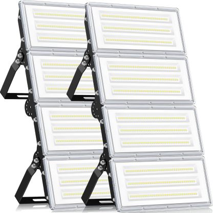 YIQIBRO Focos LED Exterior 400W 2 Piezas, 40000LM 6500K Blanco Frío 4 en 1 Luz Exterior con 420 LEDs, IP67 Impermeable 85-265V Lampara LED con Transformador para Jardin Garaje Hotel Fábrica Estadio