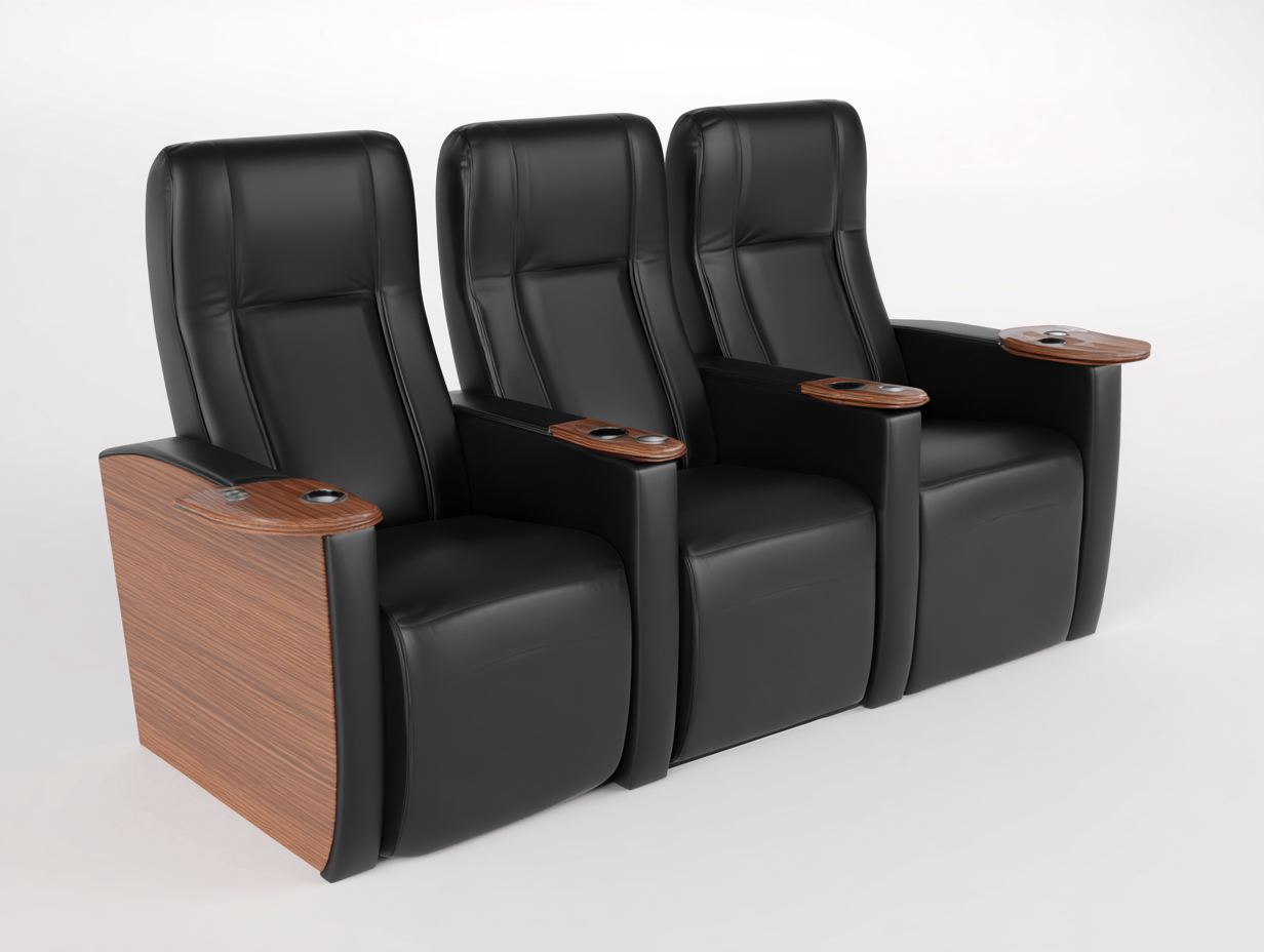 Sofás reclinables - cuero sintético-madera - 226x97x110 cm - Negro - Estilo cine en casa-Denuppad