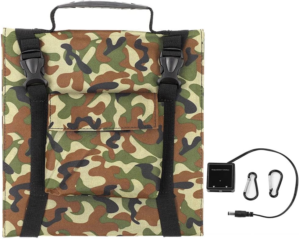 Panel solar plegable 45W, dual USB, camuflaje - Carga rápida y fiable, IP65 resistente al agua, para camping y senderismo