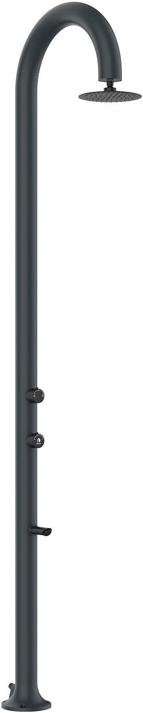 Sined Ducha de Exterior de Aluminio Color Gris con Mezclador para Agua Caliente y Fría Doble Conexión Instalación Interna y Externa Accesorios Incluidos Luna ALU Grigia