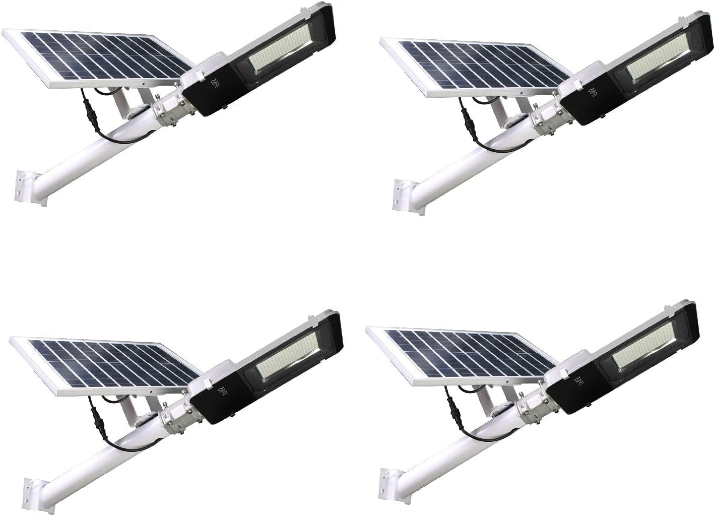 Jandei - Pack x 4 Farola Solar Exterior, Potente 2500 Lúmenes, Impermeable IP65, Panel Solar y Mando a Distancia Incluido, Luz Blanca Fría 6000K, Ideal para Jardín, Patio, Camino y Muro