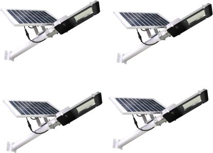Jandei - Pack x 4 Farola Solar Exterior, Potente 2500 Lúmenes, Impermeable IP65, Panel Solar y Mando a Distancia Incluido, Luz Blanca Fría 6000K, Ideal para Jardín, Patio, Camino y Muro