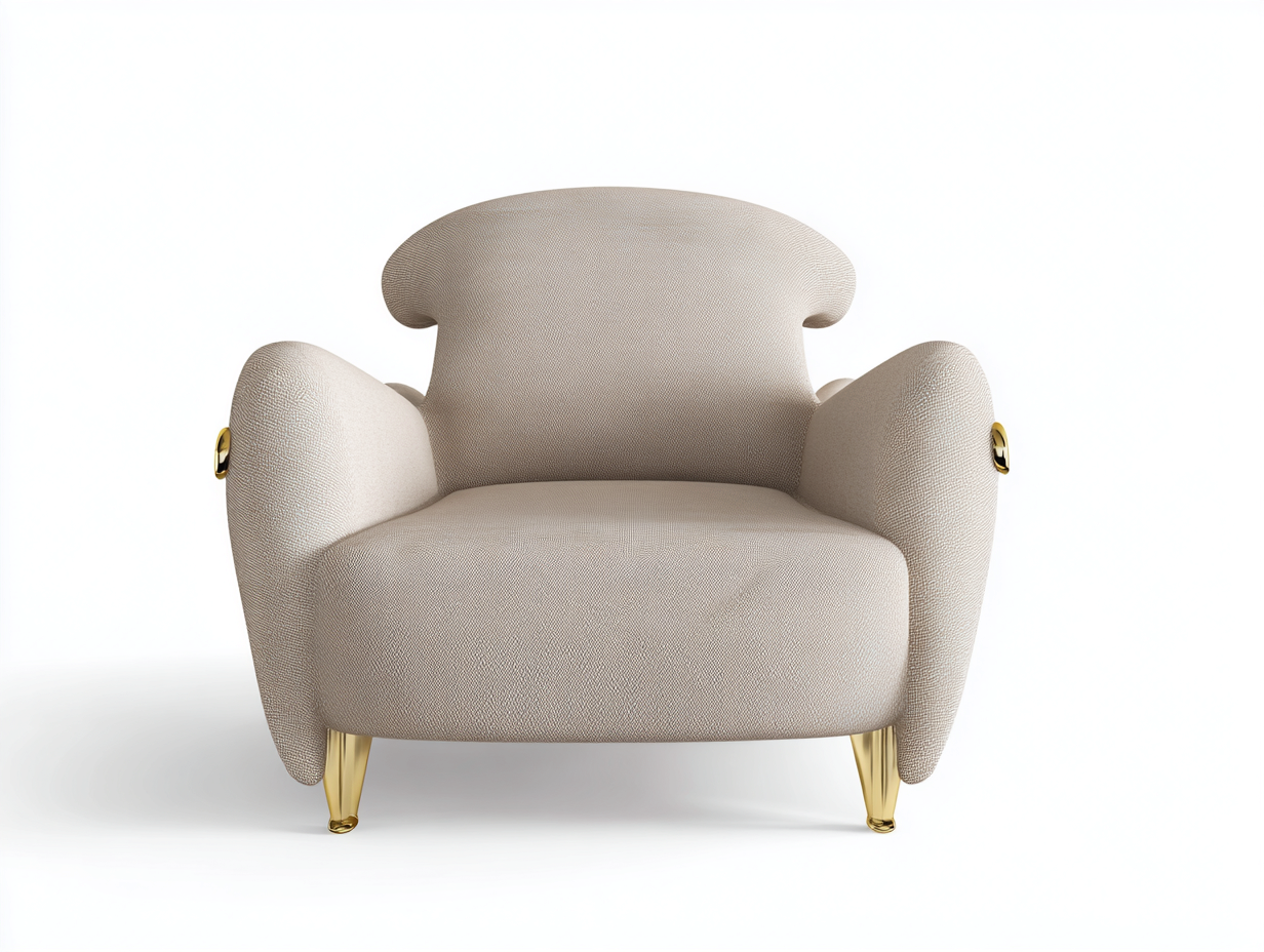 Sillón de tela-Tela tapizada-96x92x88 cm-Beige-Estilo moderno elegante para salón-Denuppad