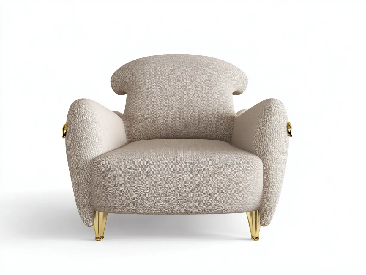 Sillón de tela-Tela tapizada-96x92x88 cm-Beige-Estilo moderno elegante para salón-Denuppad