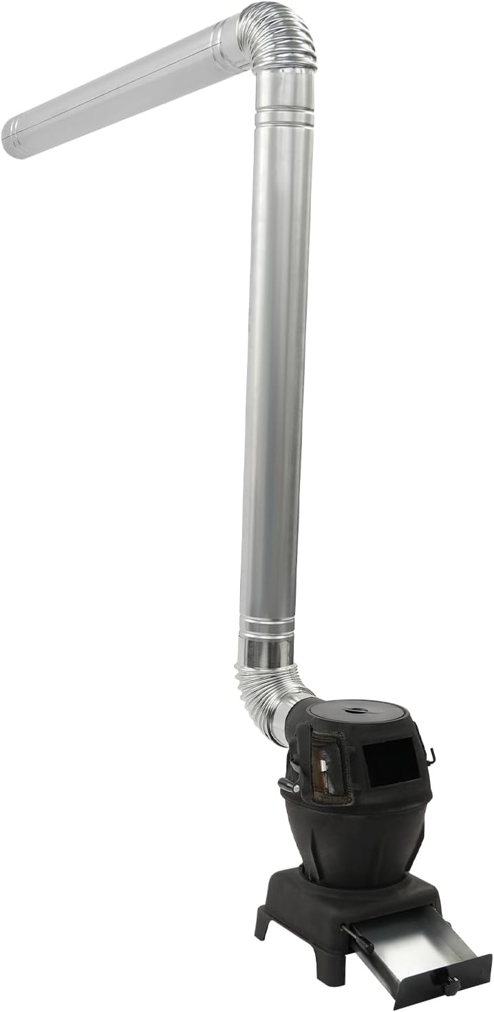 Estufa de madera portátil para camping, exterior y cocina con cajón de polvo y tubos de chimenea de acero inoxidable de 6 m, estufa de jardín de hierro fundido para tiendas de campaña, pesca en hielo