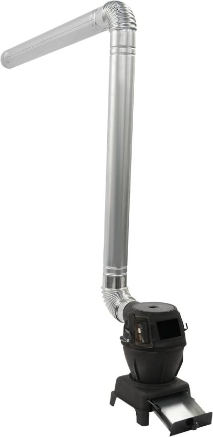 Estufa de madera portátil para camping, exterior y cocina con cajón de polvo y tubos de chimenea de acero inoxidable de 6 m, estufa de jardín de hierro fundido para tiendas de campaña, pesca en hielo