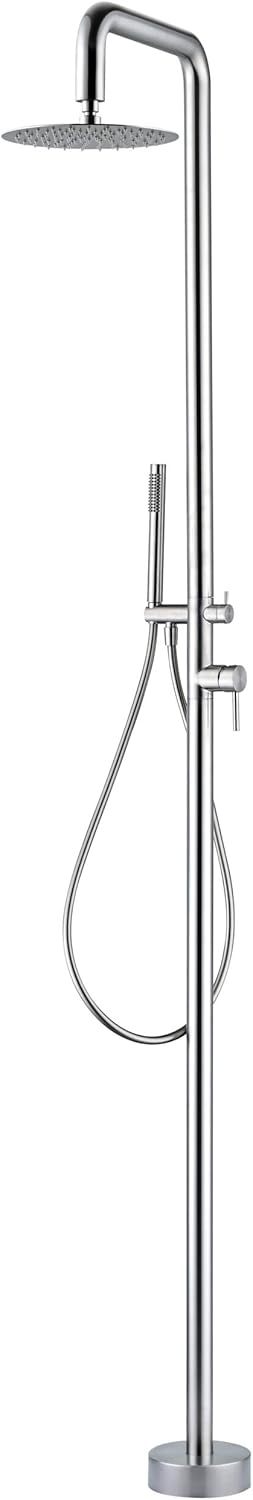 Mice - Columna de Ducha para exterior fabricada en acero inoxidable S316 - Monomando de 2 Vias con Mango de ducha - Duchas para Piscinas, Jardines y SPA Color Acero Cepillado