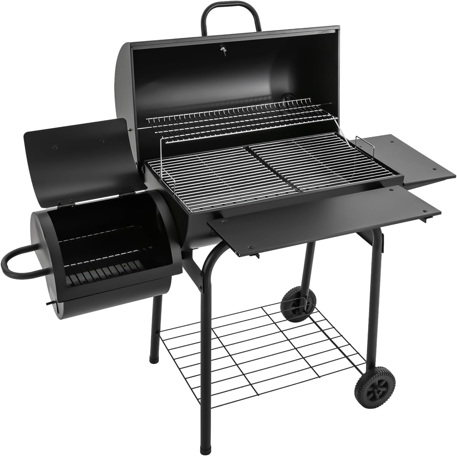 Barbacoa al aire libre, parrilla de pie, parrilla de ahumar para camping, 147 x 70 x 126 cm, barbacoa cubierta, adecuada para cocinar al aire libre, barbacoa, picnics y camping