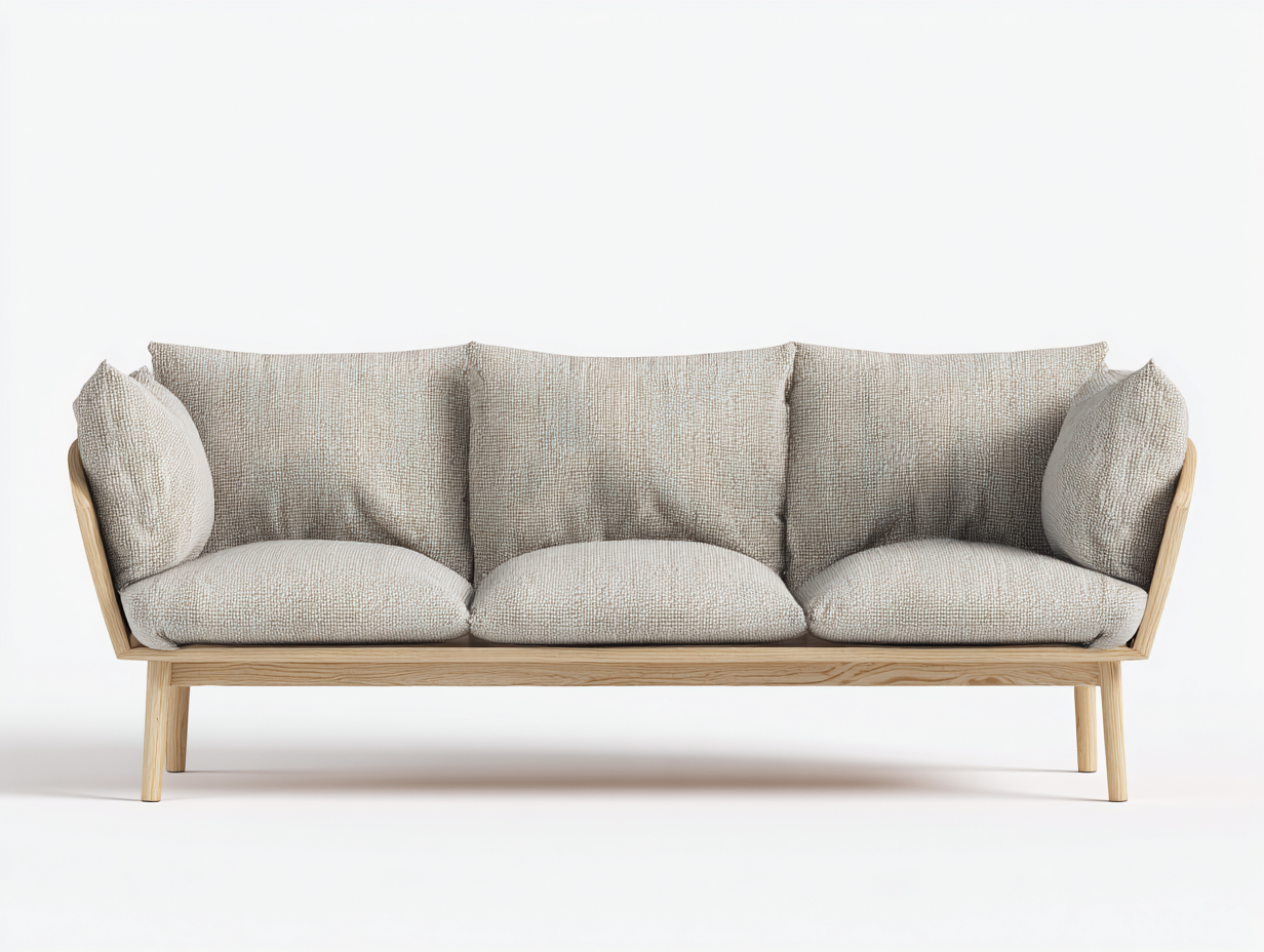 Sofás 3 plazas - Tela-Madera - 228x90x82 cm - Beige - Estilo nórdico-Denuppad