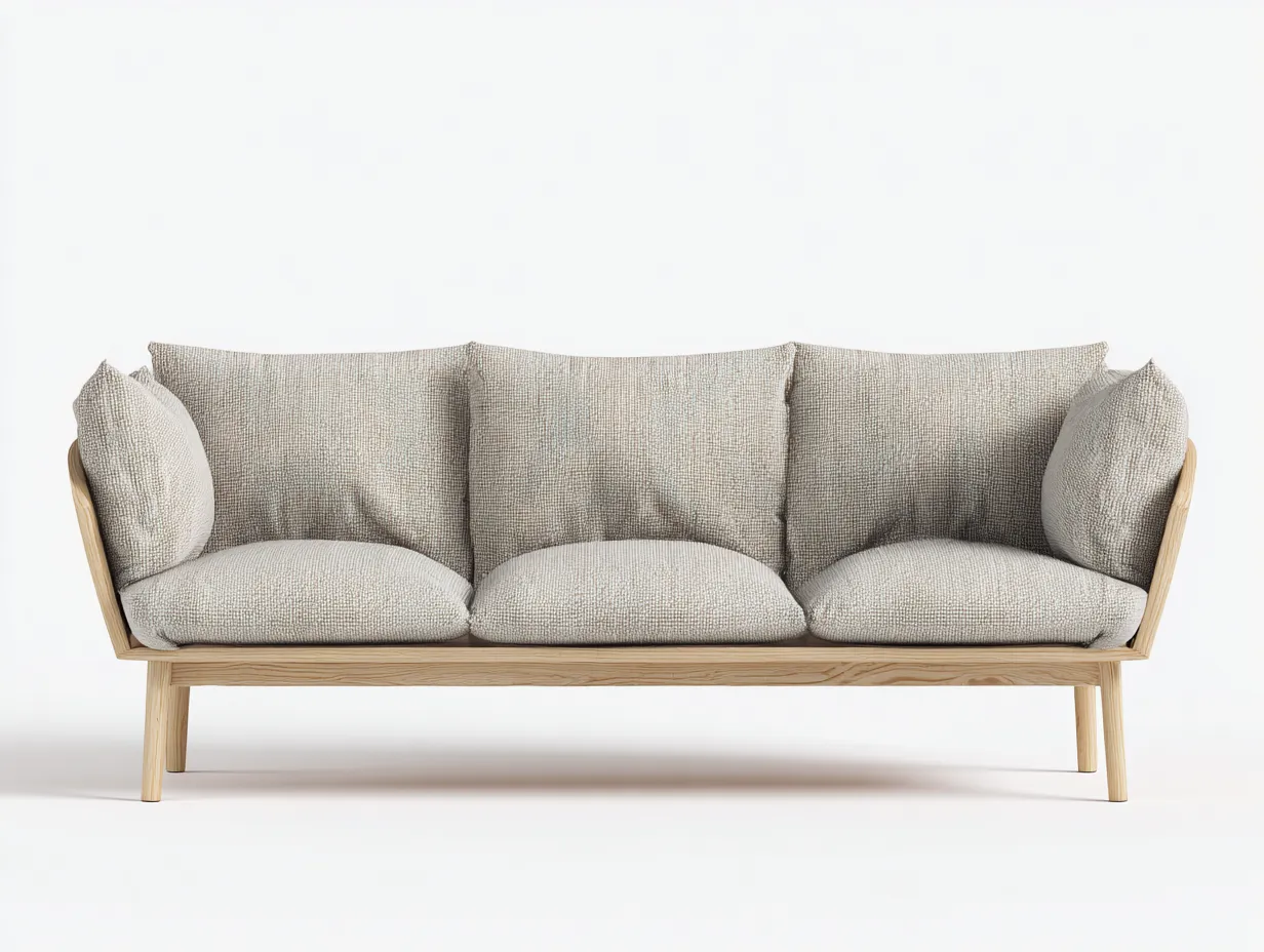 Sofás 3 plazas - Tela-Madera - 228x90x82 cm - Beige - Estilo nórdico-Denuppad