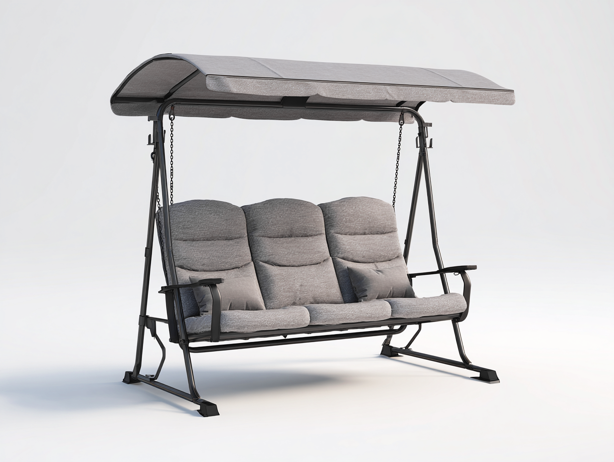 Silla colgante - Metal-Tejido - 215x130x178 cm - Gris claro/Negro - Estilo moderno-Denuppad