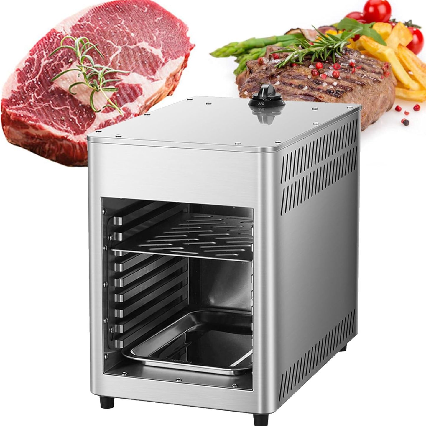Horno de Parrilla Multicapa Comercial, asador de Carne a Gas, asador de Carne a Gas para Interiores, Temperatura Ajustable, para Carne de Res, Verduras, Pizza y Pan, NPJ002G