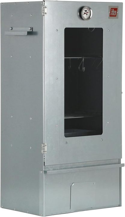 ITA Ahumador 7002 81x29x40 cm de Acero Inoxidable con Termómetro y Accesorios - Resistente a la Corrosión, Duradero - Ahumadero Premium para Carne, Pescado, Queso, Salchichas