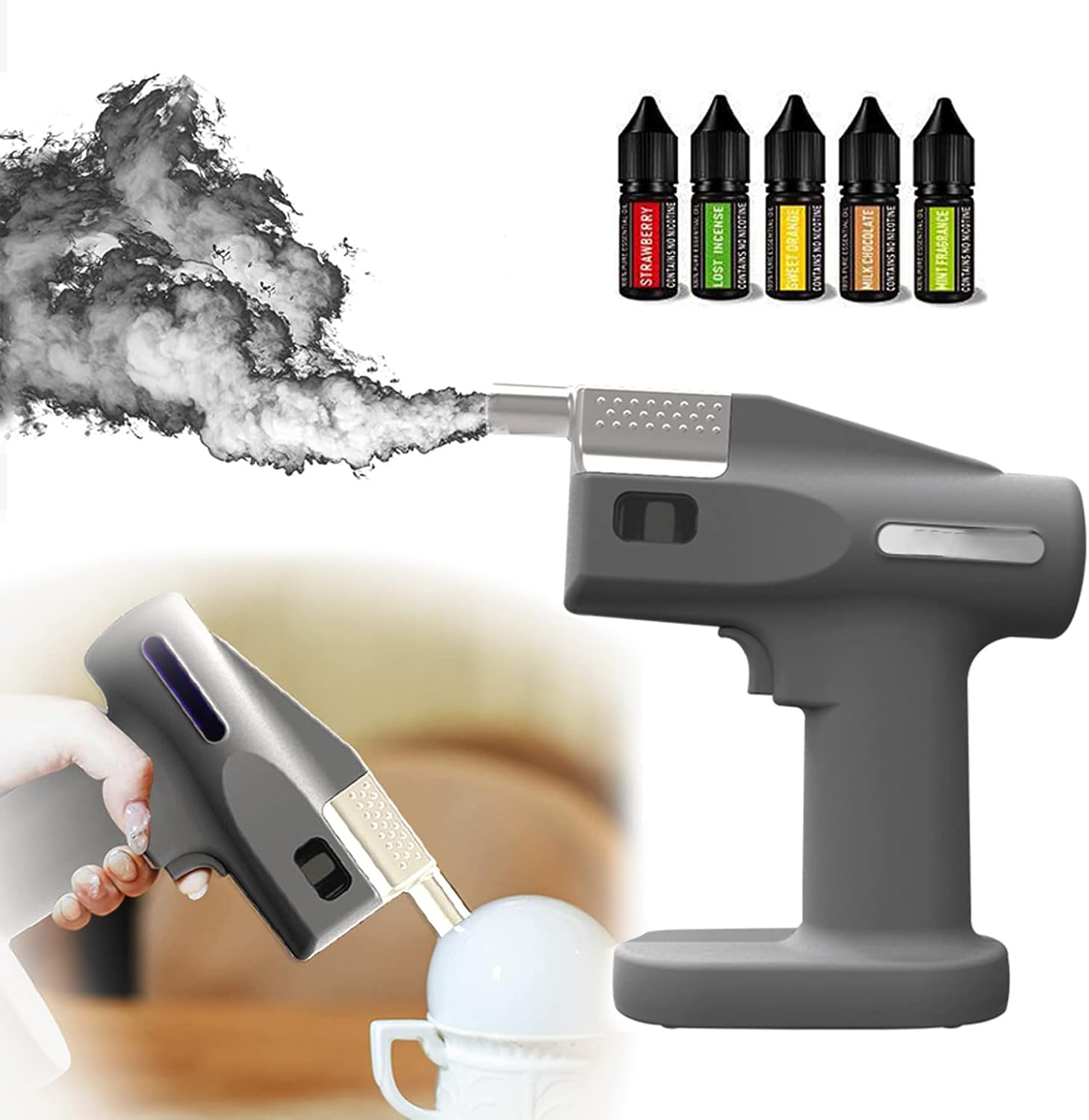 Pistola infusora de humo alimentada por USB, generador de humo frío eléctrico portátil de mano, ahumador de alimentos de cocina para bebidas, pulverizador de agua de burbujas moleculares para bares y