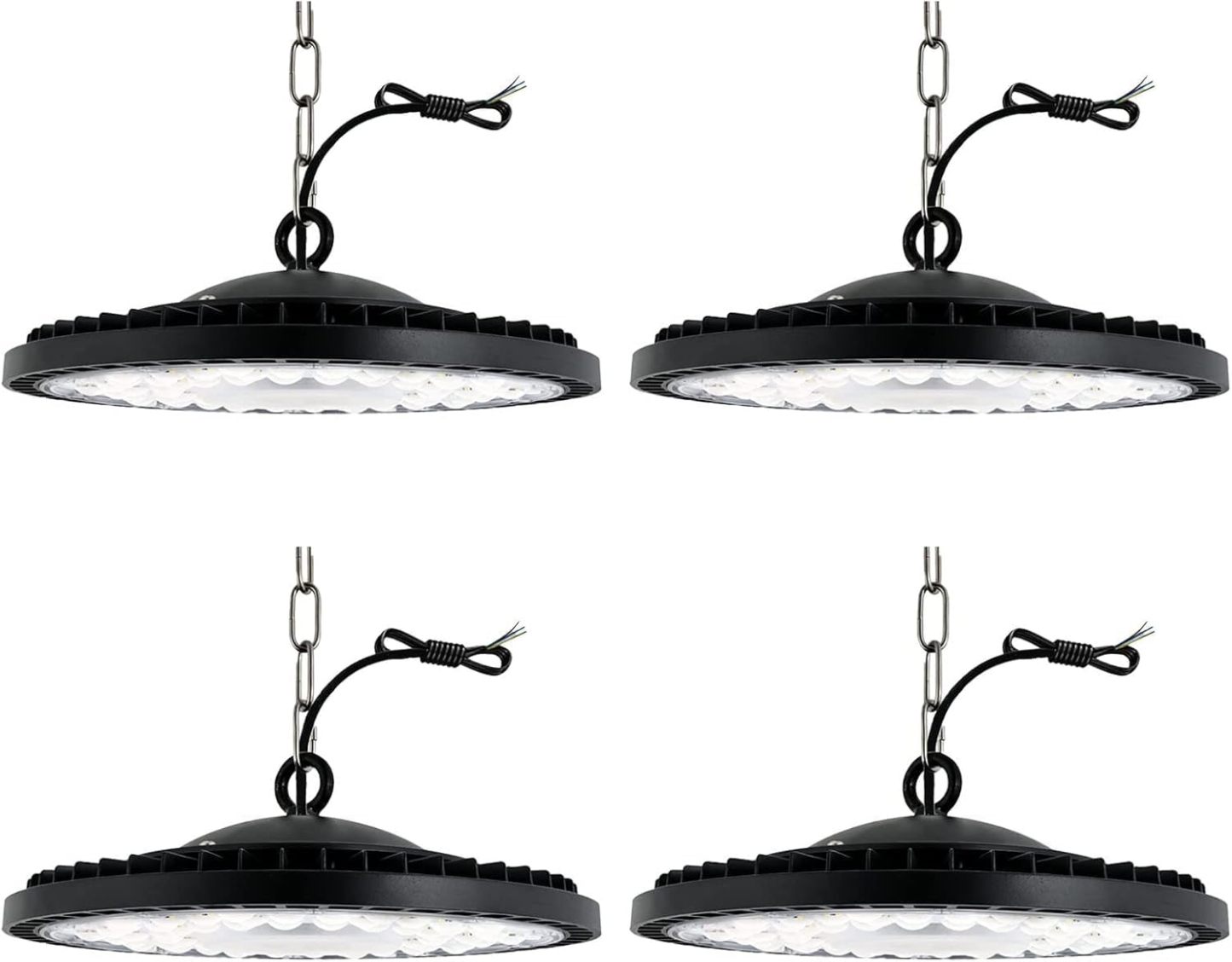 300W UFO LED Lámpara Alta Bahía, Campana Industrial, 30000LM Super Brillante, IP65 Impermeable 6500K Iluminación Comercial Para Naves Industriales, Garaje, Fábrica（300W,4 Unidades