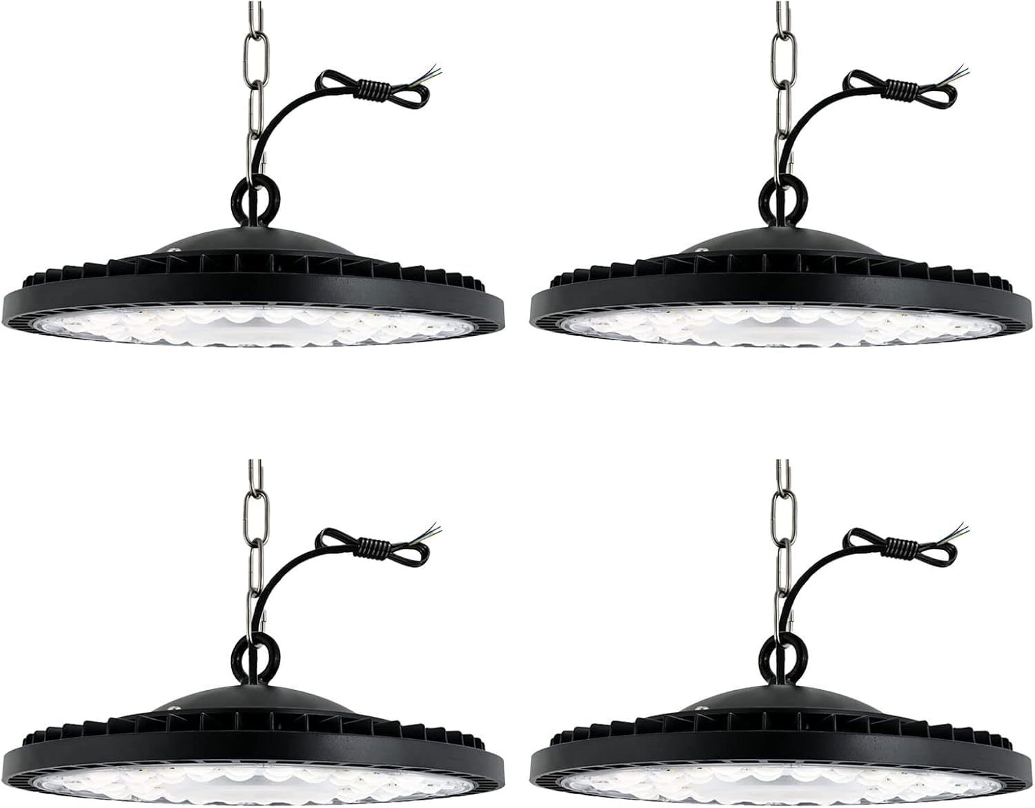 300W UFO LED Lámpara Alta Bahía, Campana Industrial, 30000LM Super Brillante, IP65 Impermeable 6500K Iluminación Comercial Para Naves Industriales, Garaje, Fábrica（300W,4 Unidades