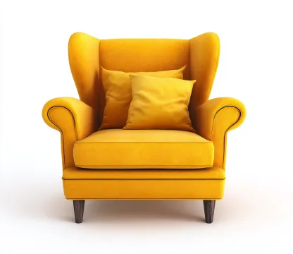 Sillón orejero - Tela-Madera - 92x96x108 cm - Amarillo - estilo contemporáneo-Denuppad