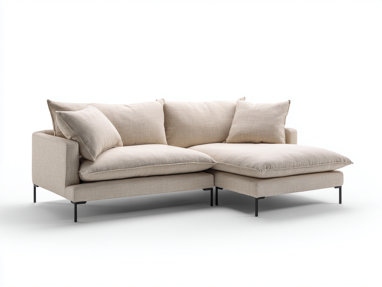 Sofá rinconero de tela 275 x 170 x 86 cm - beige - para salón - diseño moderno-Denuppad