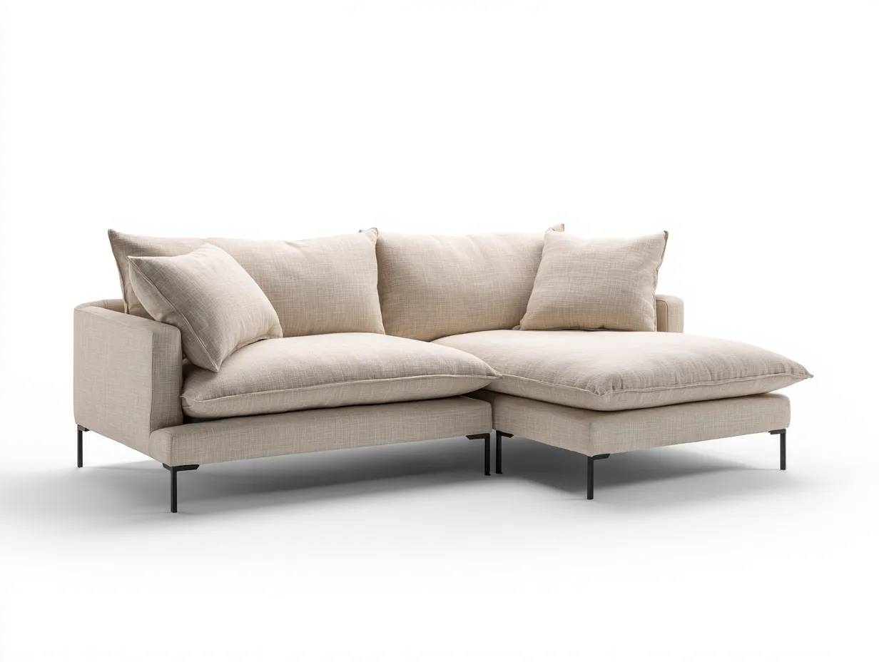 Sofá rinconero de tela 275 x 170 x 86 cm - beige - para salón - diseño moderno-Denuppad