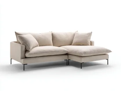 Sofá rinconero de tela 275 x 170 x 86 cm - beige - para salón - diseño moderno-Denuppad