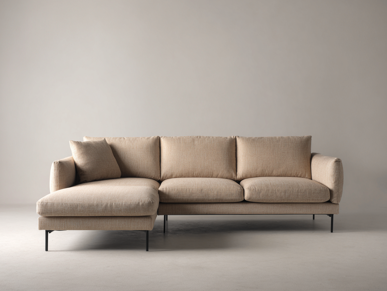 Sofá rinconero de tela 295 x 170 x 85 cm - beige - para salón - diseño moderno-Denuppad