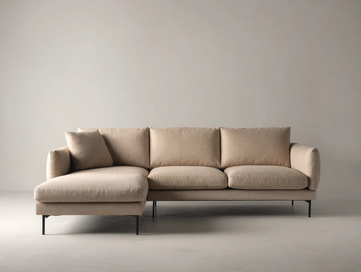 Sofá rinconero de tela 295 x 170 x 85 cm - beige - para salón - diseño moderno-Denuppad