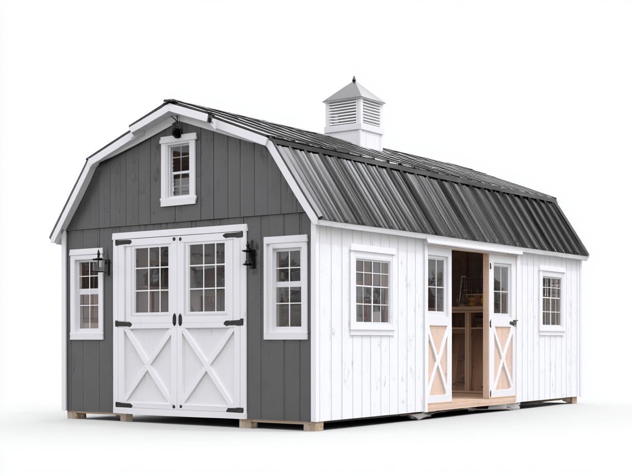 Casetas de jardín-madera tratada-420x260x295 cm-blanco/gris-moderno-Denuppad