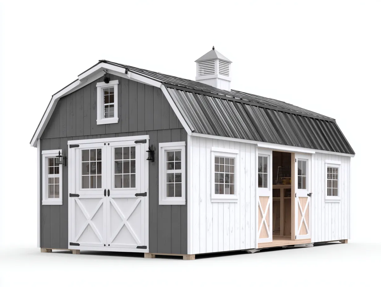 Casetas de jardín-madera tratada-420x260x295 cm-blanco/gris-moderno-Denuppad