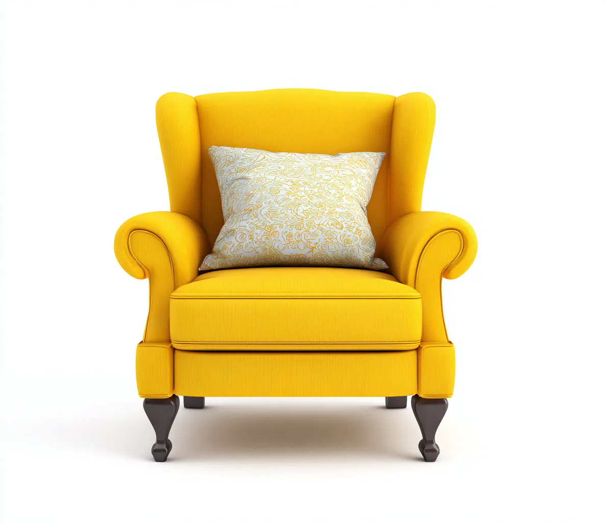 Sillón orejero - Tela-Madera - 93x97x109 cm - Amarillo - estilo contemporáneo-Denuppad
