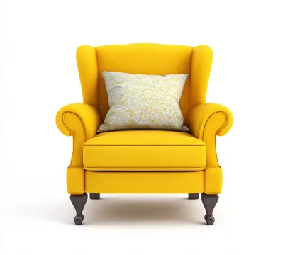 Sillón orejero - Tela-Madera - 93x97x109 cm - Amarillo - estilo contemporáneo-Denuppad