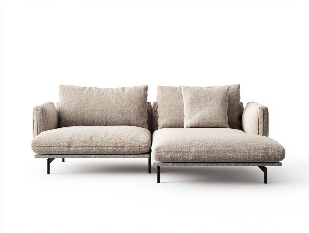 Sofá rinconero de tela 260 x 165 x 84 cm - beige - para salón - diseño moderno-Denuppad