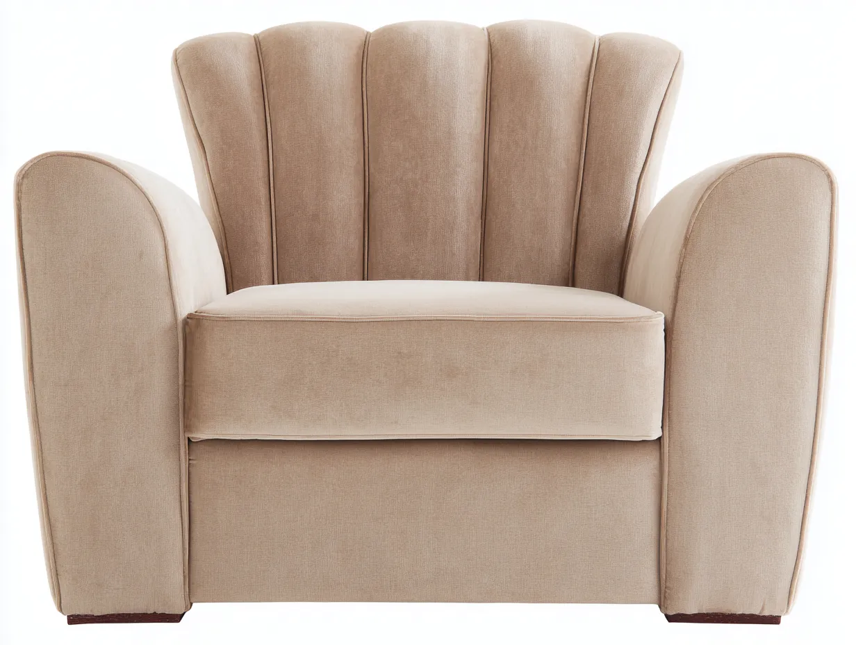 Sillón de tela-Tela tapizada-92x88x87 cm-Beige-Estilo clásico refinado para salón-Denuppad