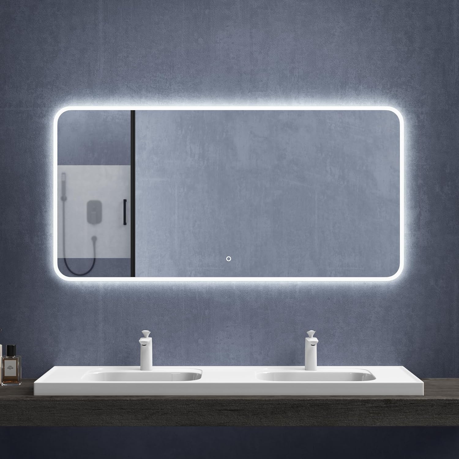 Mai & Mai Espejo Baño LED 140x70 cm con Interruptor Táctil, Antivaho, Regulable en Brillo y Luz, Montaje en Pared, Diseño Moderno - Espejo LED Modelo LED03-Sofagethut