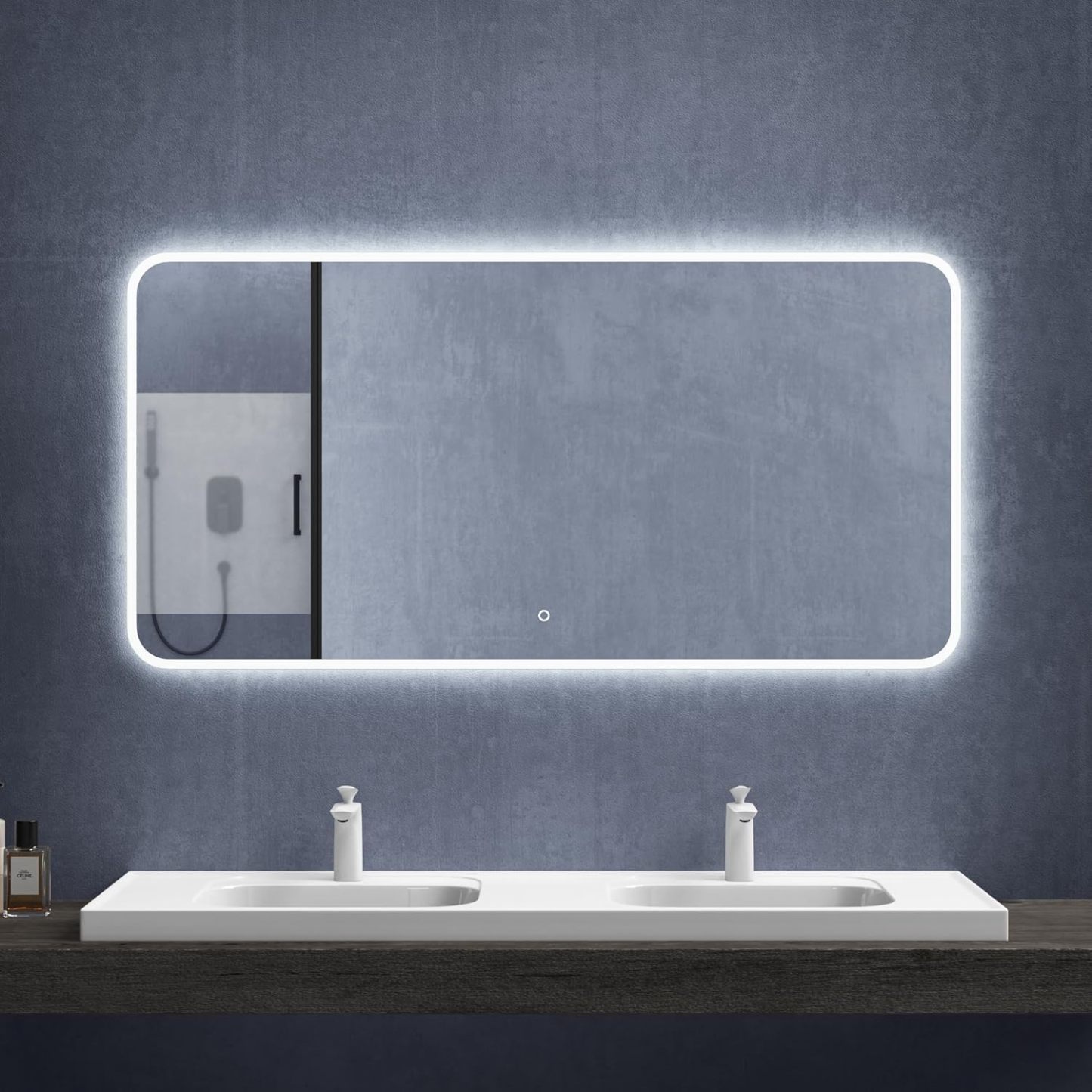 Mai & Mai Espejo Baño LED 140x70 cm con Interruptor Táctil, Antivaho, Regulable en Brillo y Luz, Montaje en Pared, Diseño Moderno - Espejo LED Modelo LED03-Sofagethut
