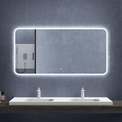 Mai & Mai Espejo Baño LED 140x70 cm con Interruptor Táctil, Antivaho, Regulable en Brillo y Luz, Montaje en Pared, Diseño Moderno - Espejo LED Modelo LED03-Sofagethut