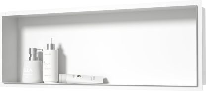 Nicho de pared de acero inoxidable, 90 x 30 x 10 cm, sin bordes, no necesita azulejos, color blanco-Sofagethut